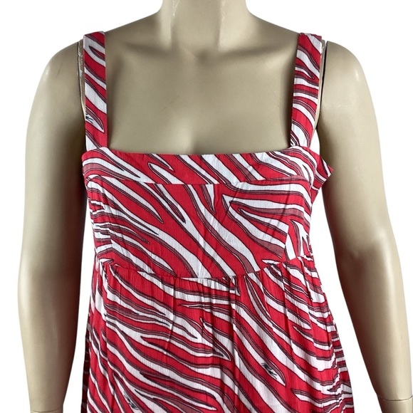 Michael Michael Kors Zebra Print Midi Dress Geranium Red Sleeveless XL - Picture 2 of 7